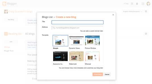 Blogger site screenshot