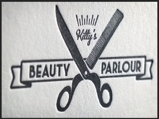 Letterpress business cards: Kitty's Beauty Parlour