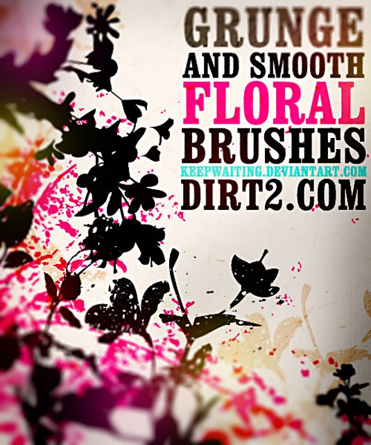 free Photoshop brushes: grunge floral