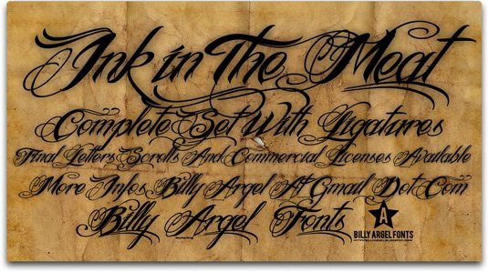 Tattoo fonts: Ink In The Meat