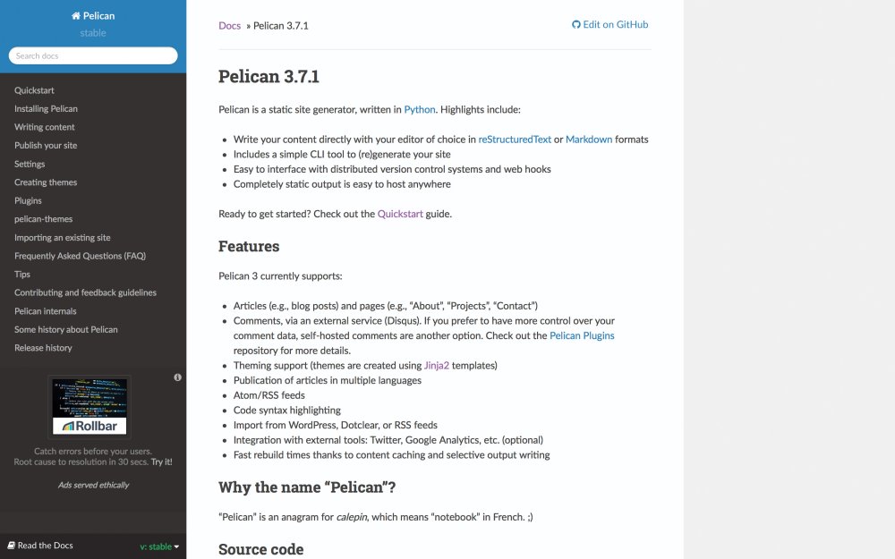 Pelican homepage