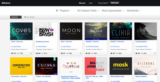 Free font resources: Behance