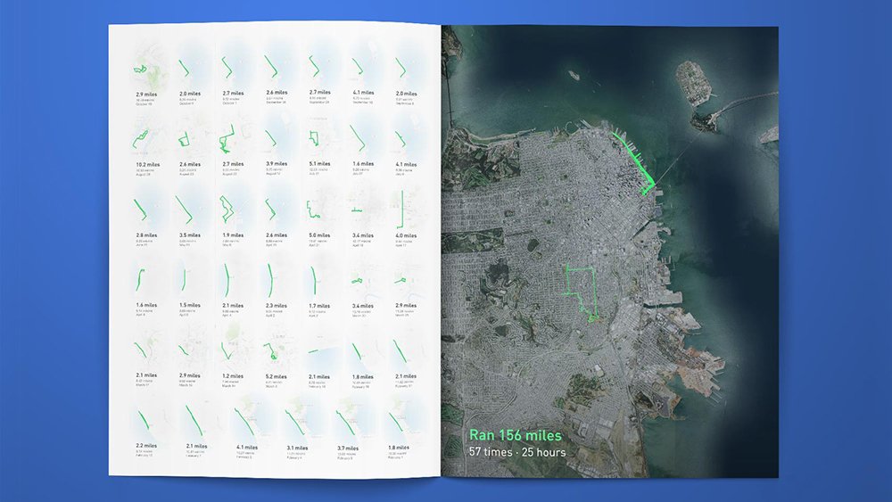 Annual report with satellite map and data graphic