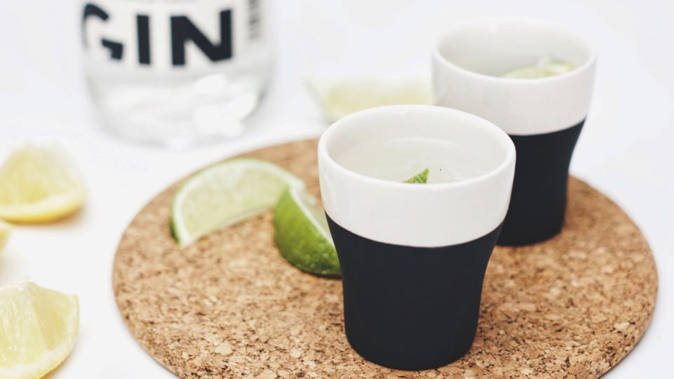 Ceramic shot glasses with a slate finish