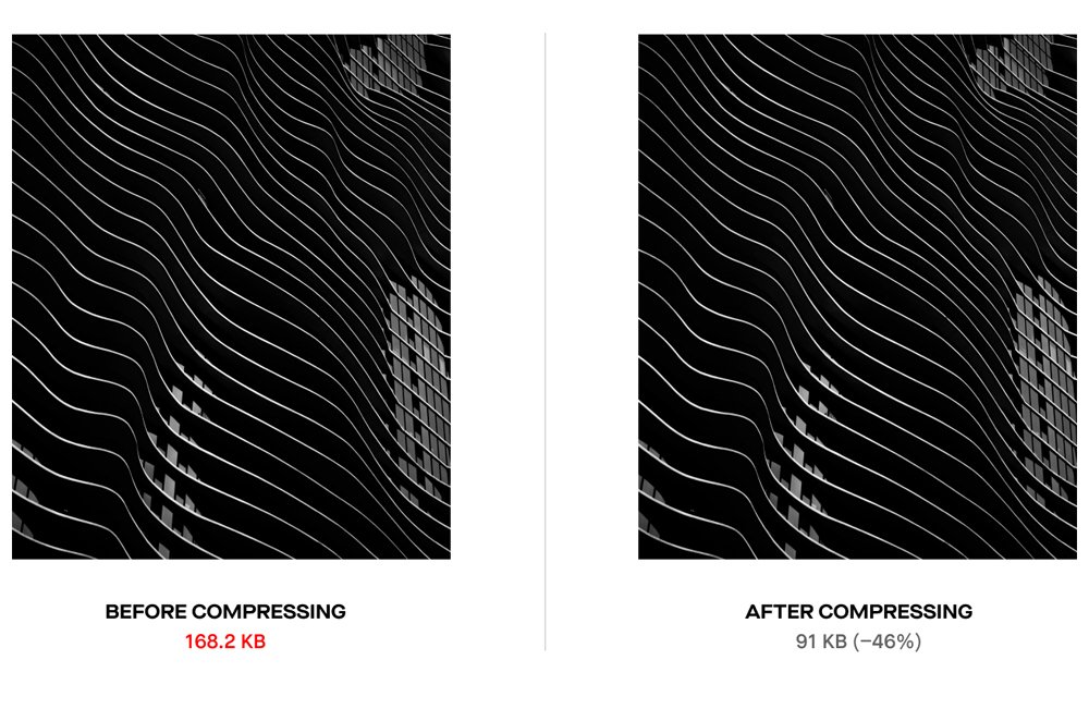 Two images side by side, before and after compressing