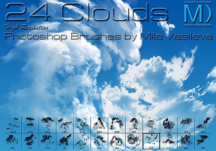 Free Photoshop brushes: cloud brushes