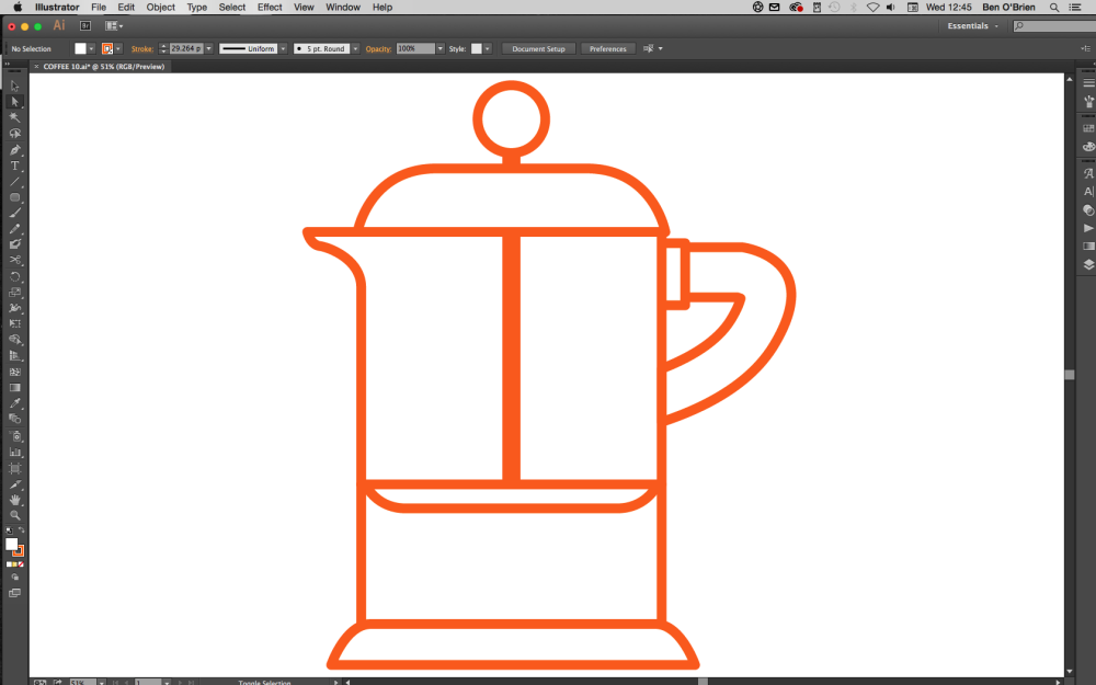 A line drawing of a coffee pot