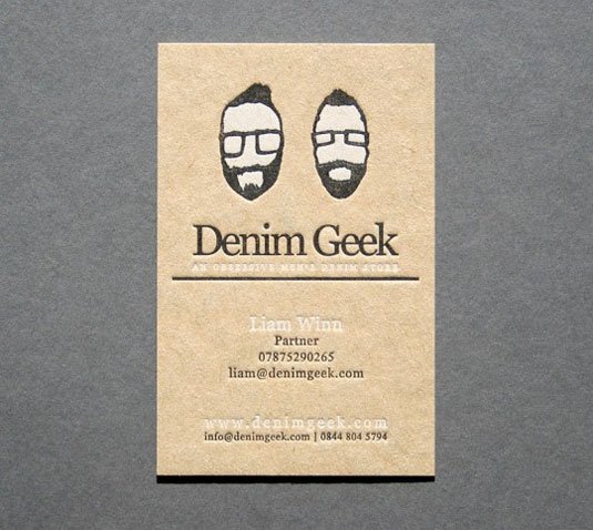 letterpress business cards: Denim Geek
