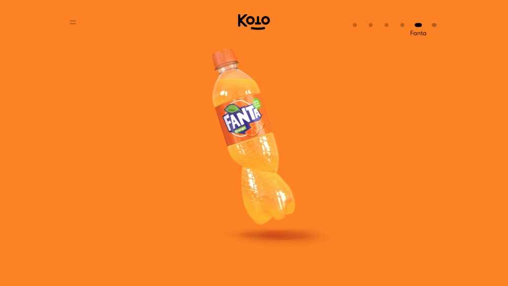 Fanta bottle on the orange Koto homepage