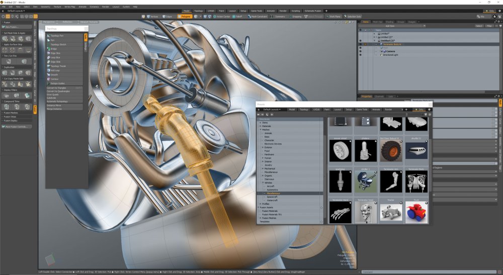 An engine being made in Modo 12