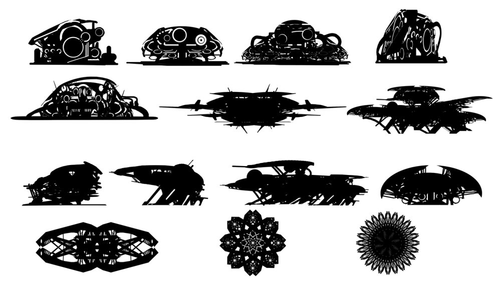 Quick custom shapes resembling vehicles and space craft