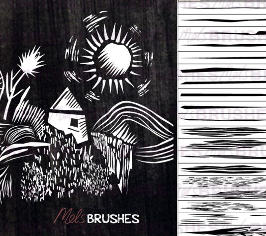 Best free Illustrator brushes - Lino cut brushes