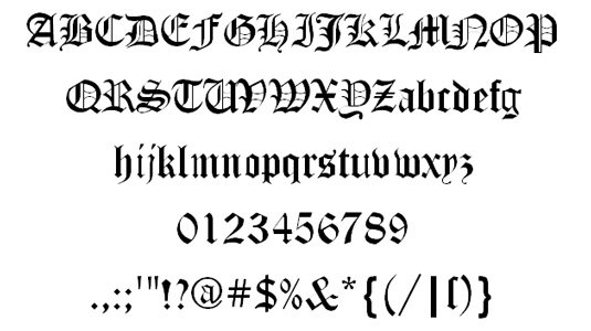 Tattoo fonts: Canterbury