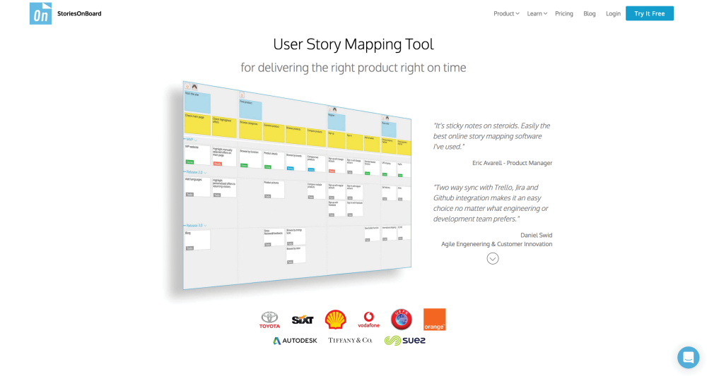 StoriesOnBoard landing page