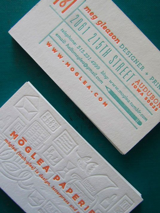 Letterpress business cards: Meg Gleason