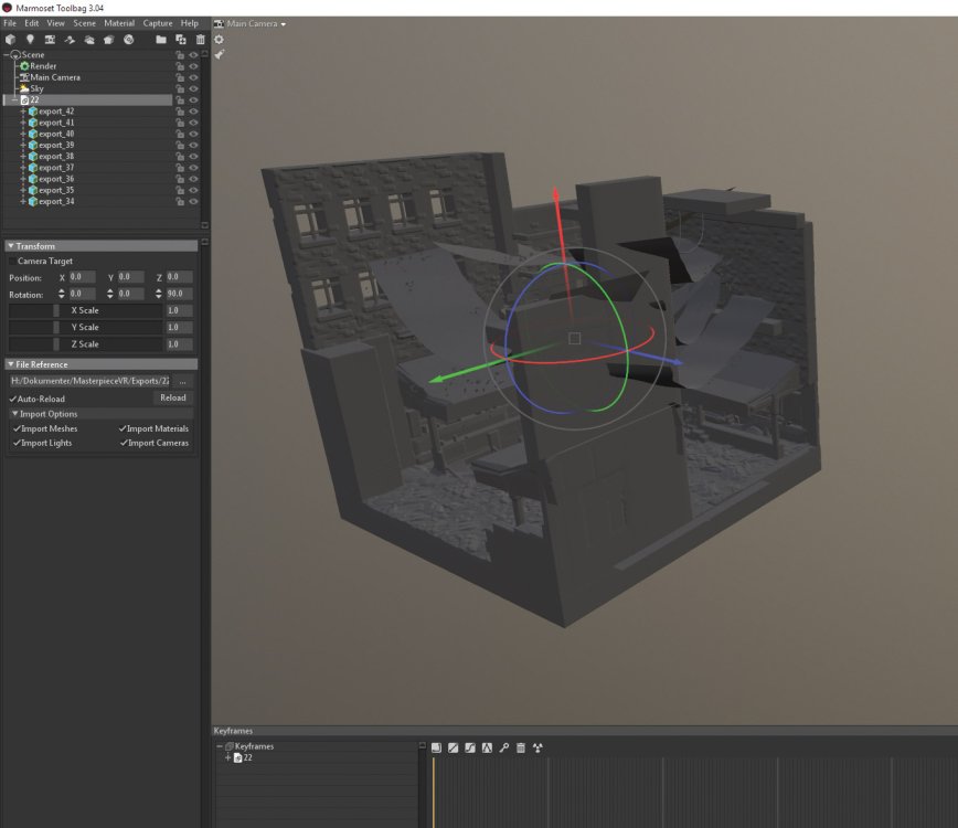 Model scene with rotation menu