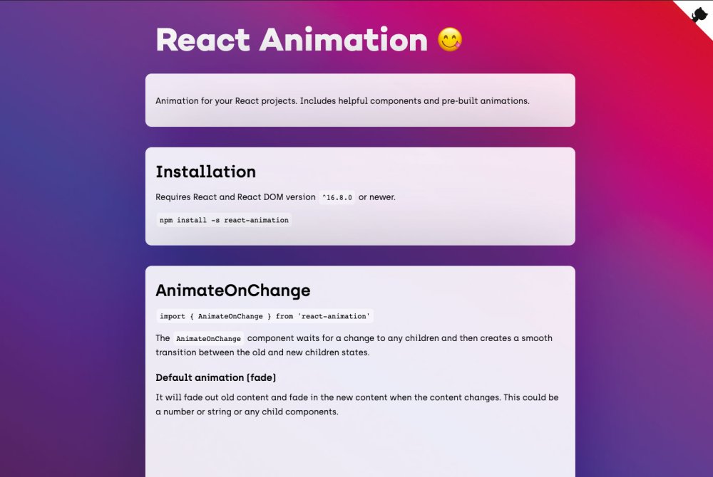 Web dev tools: React Animation
