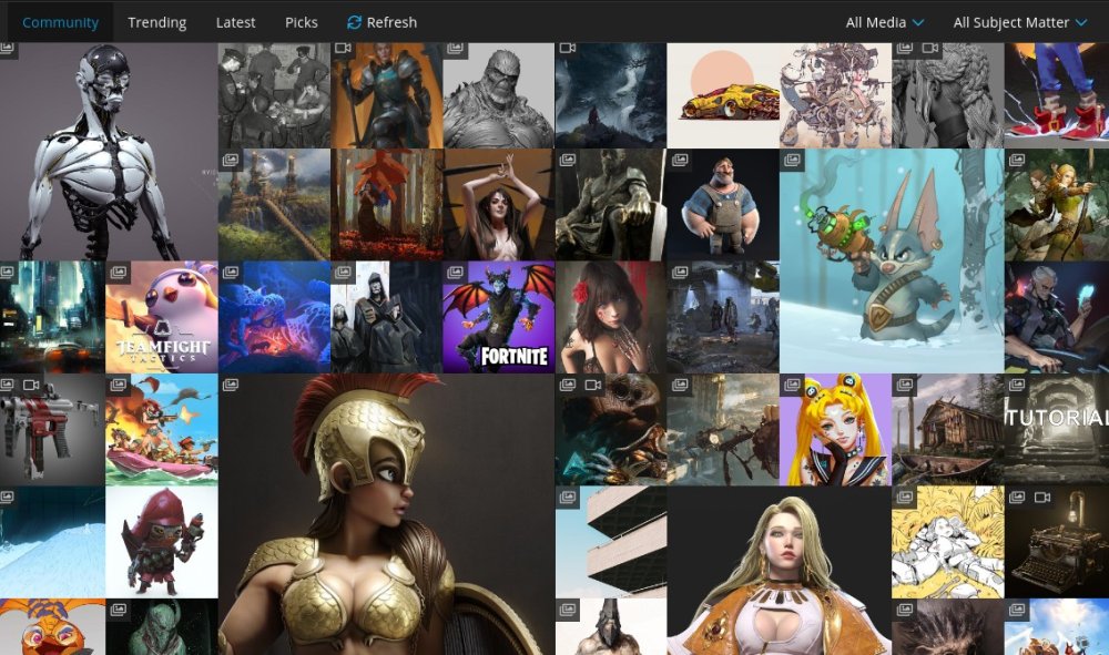 Social media platforms: Homepage of Artstation