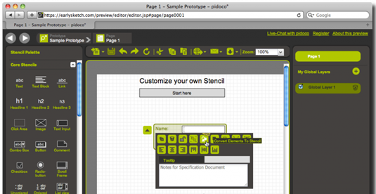 Wireframe tools - Pidoco