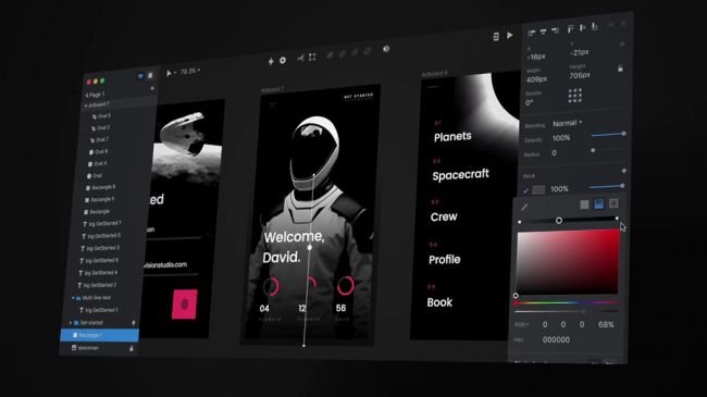 A screenshot shows the InVision Studio tool