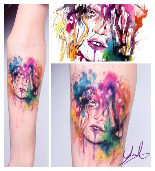 13 incredible examples of watercolor tattoo art: Candelaria Carballo