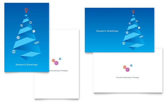 Christmas card template: blue abstract design of a Christmas tree