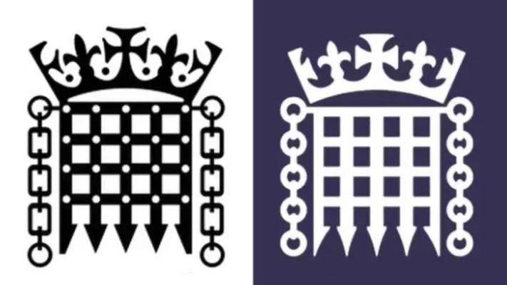 UK Parliament old logo on left, new logo on right