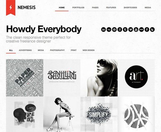 Portfolio WordPress theme - Nemesis Clean Design