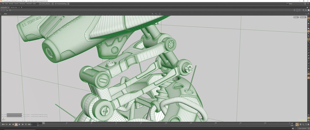 Part of a 3D modelled robot in Houdini interface