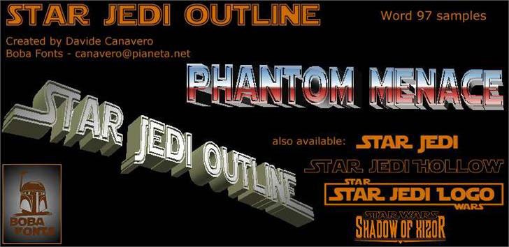 Star Jedi Outline font sample