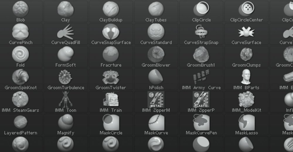 Library of 3D brushes