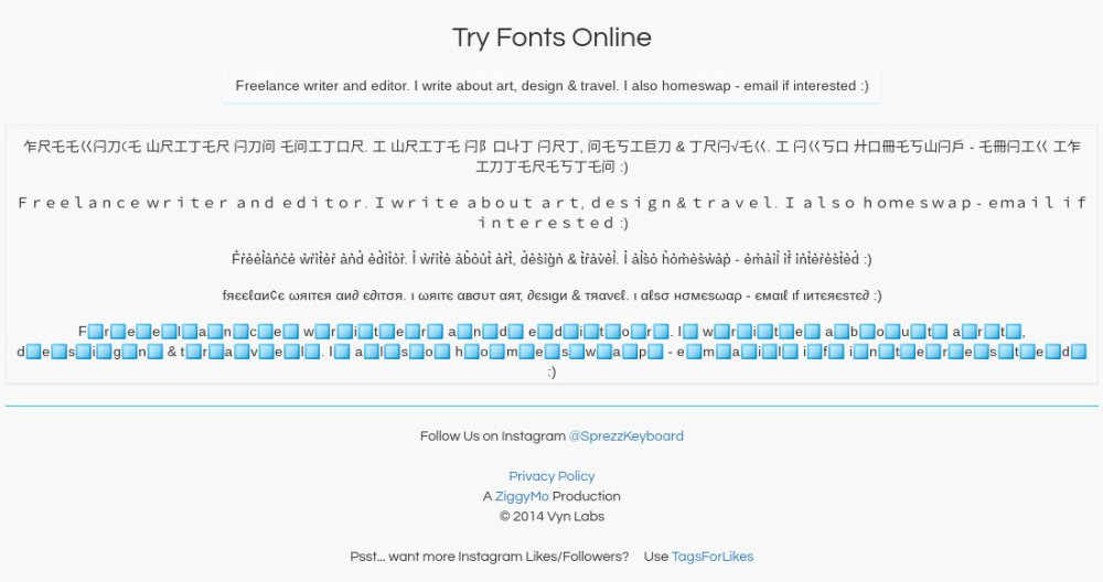 Try Fonts Online homepage