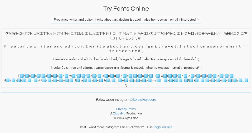 Try Fonts Online homepage