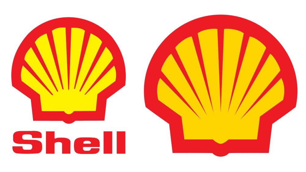 Shell logo before and after