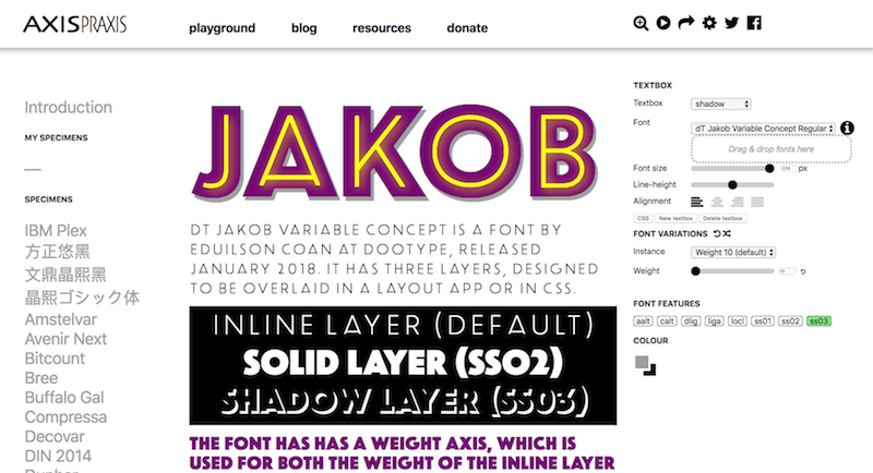 Variable fonts