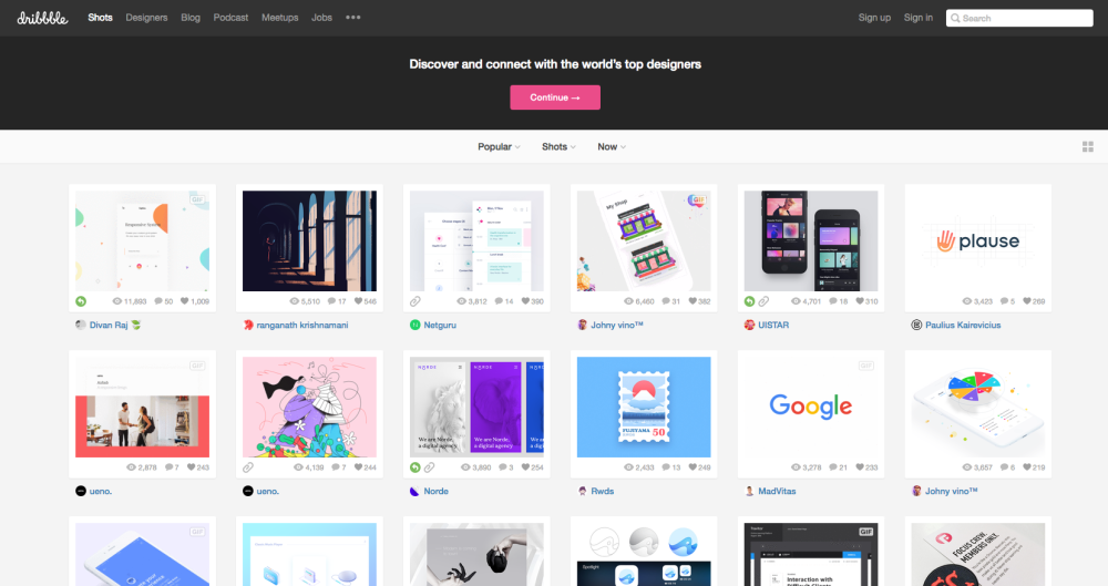 Free graphic design software: Dribbble