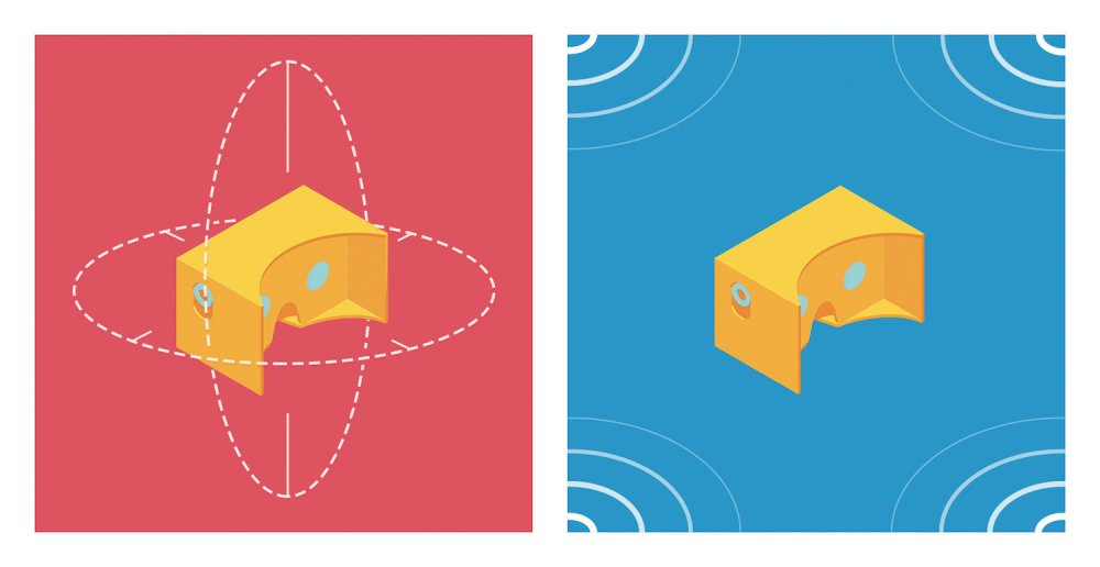 A flat, vector-style illustration showing Google's best practices around VR.