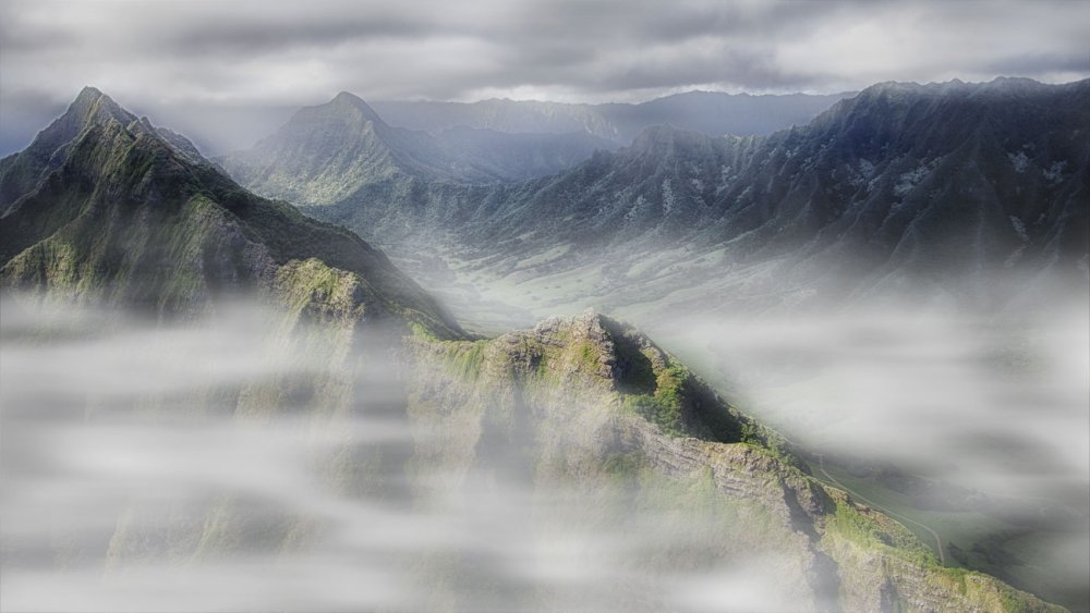 clouds over a hillside