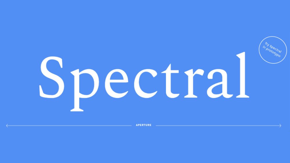 Blue background with Spectral written in white serif font