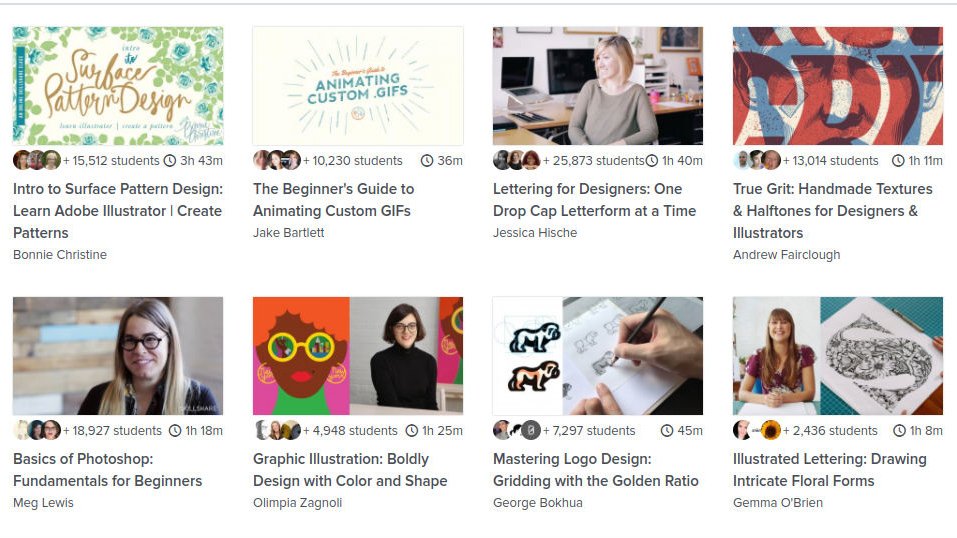 Skillshare online course catalogue