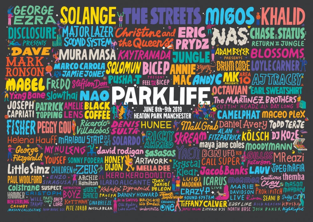 Colourful poster for Parklife 2019