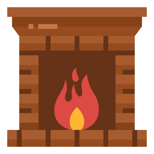 A roaring fireplace