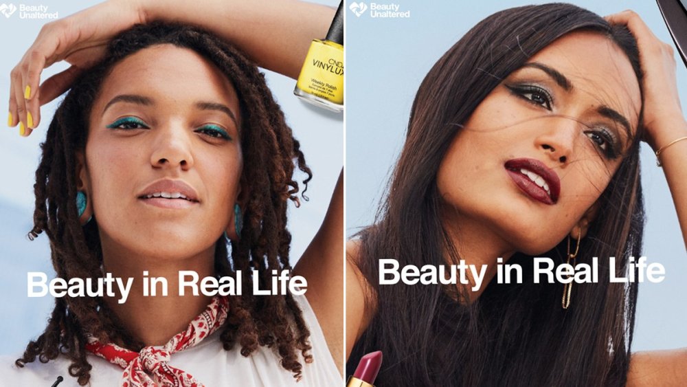 Beauty advert showing two unaltered portraits of women
