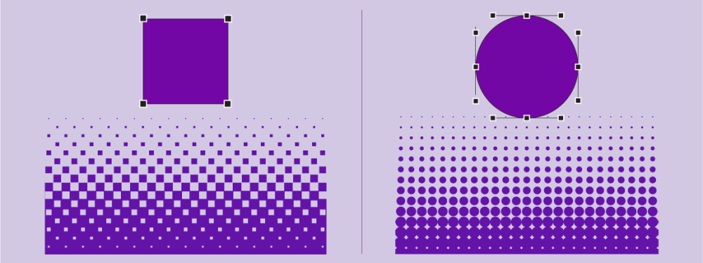 a square and a circle, plus their nodes