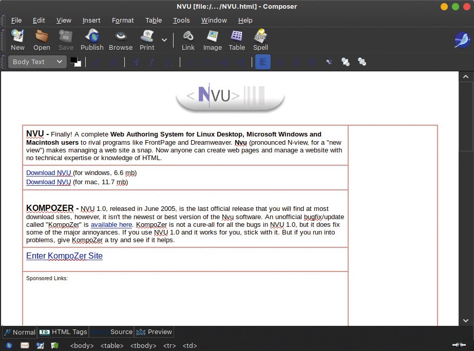 Linux Web Dev tools: Seamonkey Composer