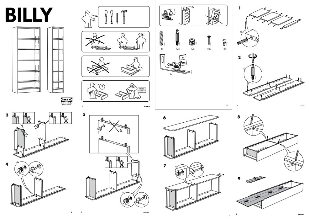 IKEA Billy bookcase assembly guidelines