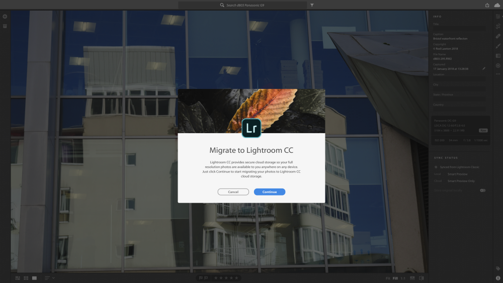 Lightroom management screen