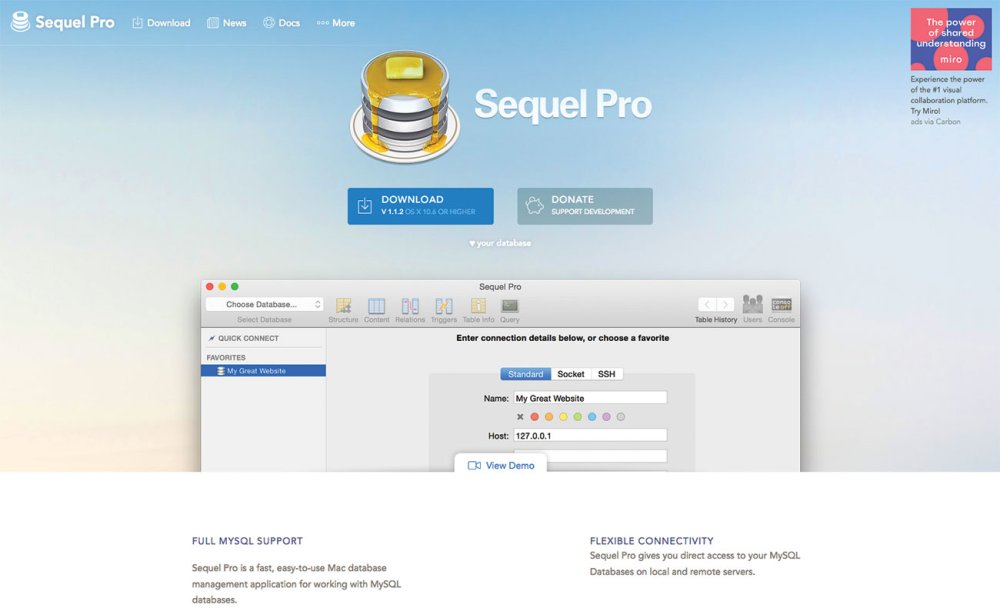 Set up a local development environment: Download Sequel Pro