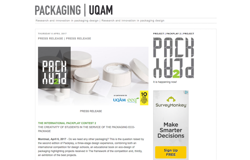 Packaging UQAM homepage