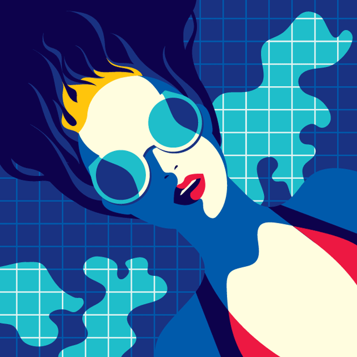 Illustration of woman in swimming pool